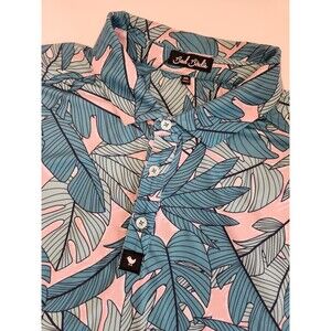 Bad Birdie Polo Shirt Men's 2XL Teal Golf Floral Hawaiian‎ Performance Stretch